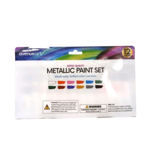 Artist Quality METALLIC Paint Set 12 Tubes Blends Easily Brilliant Non Toxic - Picture 6 of 14